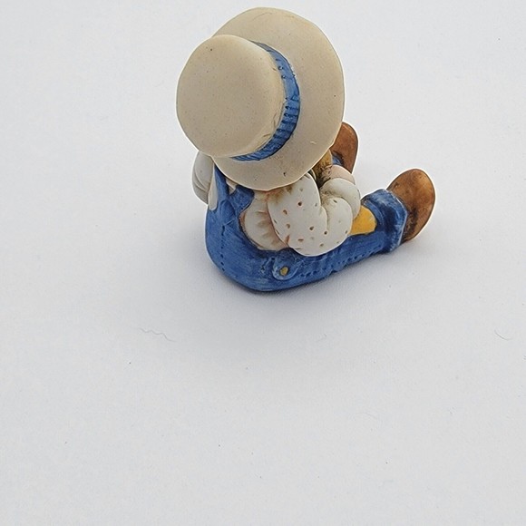 Holly Hobbie Porcelain Boy Child with Dog Figure Figurine Hand Painted 2"x1.5" - Picture 5 of 7